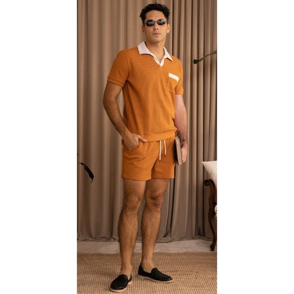 NWT Dandy Del Mar The Cannes Waffle Knit Shirt Burnt Sienna Size Large - Picture 2 of 10